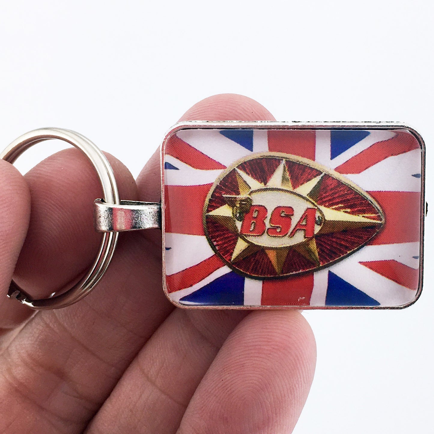 Vintage BSA Birmingham Small Arms Motorcycle Emblem Badge Logo 1" x 1.25" Diameter Keychain