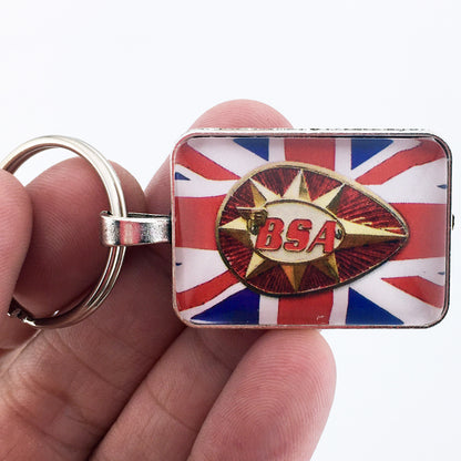 Vintage BSA Birmingham Small Arms Motorcycle Emblem Badge Logo 1" x 1.25" Diameter Keychain