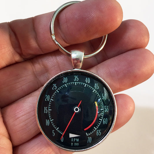 Vintage Chevrolet C3 Corvette 70 RPM Tachometer 1.2" Keychain