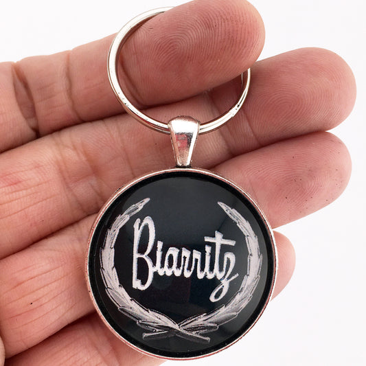 Vintage Cadillac Biarritz Chrome Wreath Fender Emblem Badge 1.2" Keychain