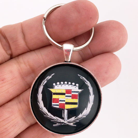 Vintage Cadillac 1963-2000 Chrome Wreath Fender Emblem 1.2" Keychain