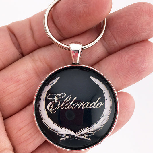 Vintage Cadillac Eldorado Chrome Wreath Fender Emblem Badge 1.2" Keychain