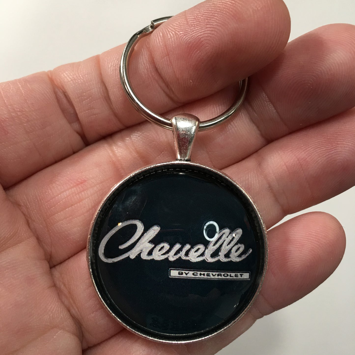 Vintage Chevelle By Chevrolet Chrome Badge Emblem 1.2" Diameter Keychain