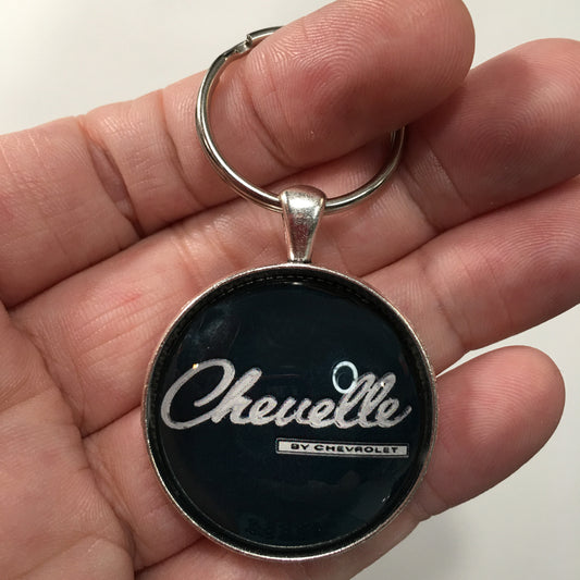 Vintage Chevelle By Chevrolet Chrome Badge Emblem 1.2" Diameter Keychain