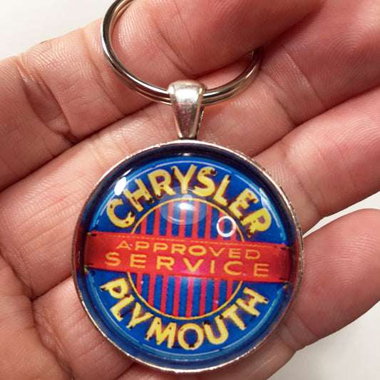 Vintage Chrysler Plymouth Neon Sign 1.2" Diameter Keychain