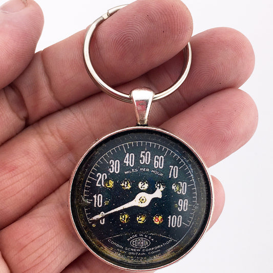 Vintage Corbin Motorcycle 100 MPH Speedometer Indian and Harley Davidson 1.2" Diameter Keychain