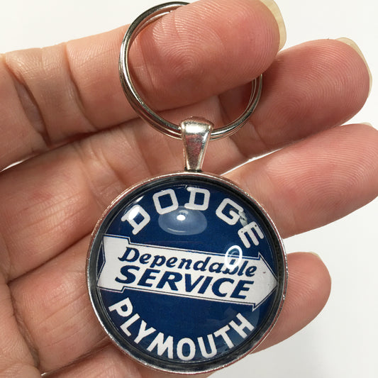 Vintage Dodge Plymouth Dependable Service Sign Logo 1.2" Diameter Keychain