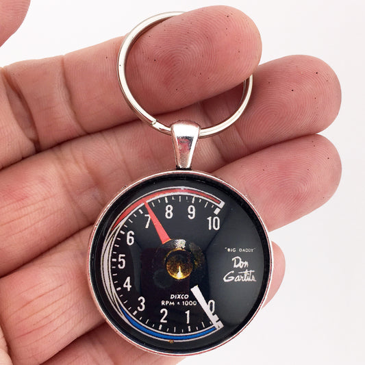 Vintage Don Gartlis 10K Tachometer Gauge 1.2" Diameter Keychain