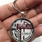 Vintage Ducati Service Sign Distressed Logo 1.2" Diameter Keychain