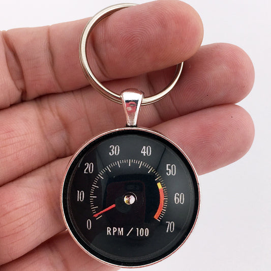 Vintage Chevrolet El Camino RPM Gauge Tachometer 1.2" Keychain