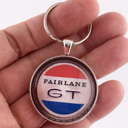 Vintage Ford Fairlane GT Emblem Badge Logo  1.2" Diameter Keychain