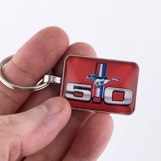 Ford Mustang 5.0 Pony Emblem Badge 1 x 1.25 Keychain