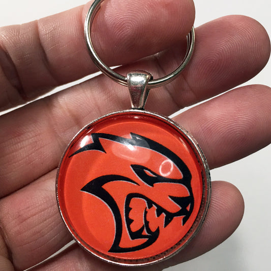 Vintage Dodge Hellcat Emblem Badge Ornament Logo 1.2" Diameter Keychain