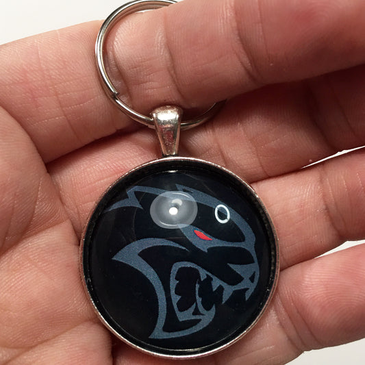 Vintage Dodge Hellcat Emblem Badge Ornament Logo 1.2" Diameter Keychain