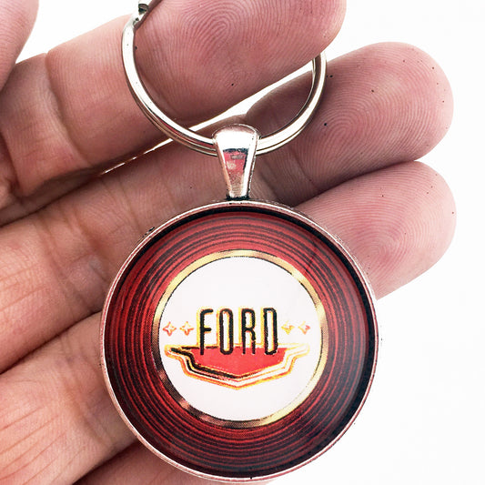 Vintage Ford Horn Button Crest Emblem Badge Logo 1.2" Diameter Keychain