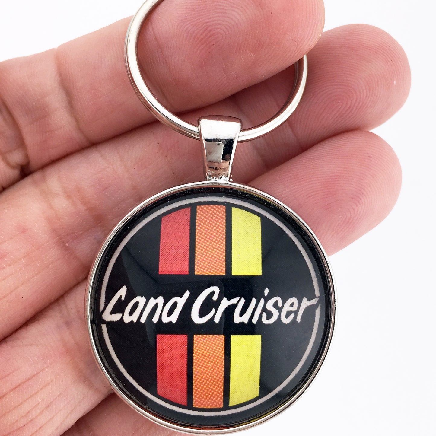Vintage Toyota Land Cruiser FJ40 Tri Stripe Logo Emblem Badge 1.2" Keychain