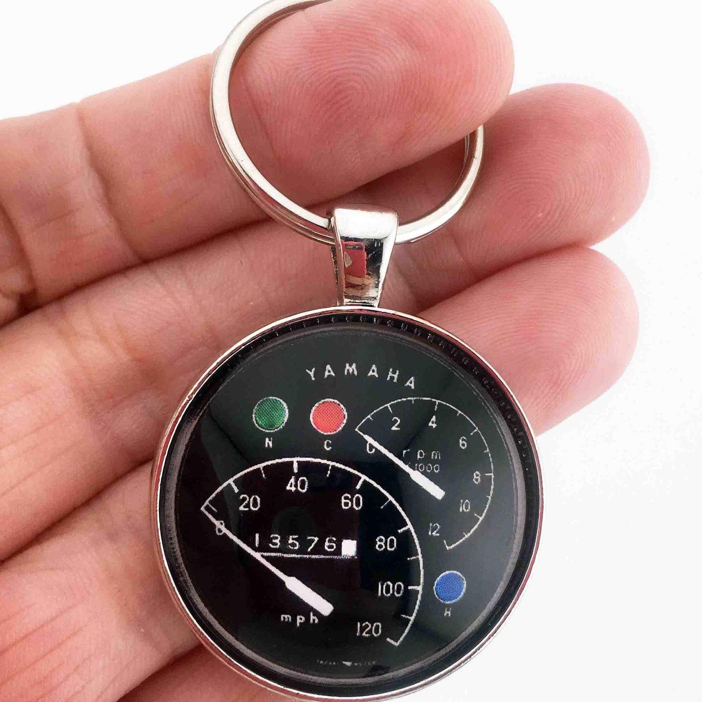 Vintage Yamaha 1960s YM1 YDS Motorcycle 120 MPH Speedometer Gauge 1.2" Diameter Keychain
