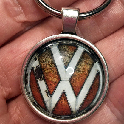 Volkswagen VW Vintage Distressed Emblem Badge Logo 1.2" Diameter Keychain