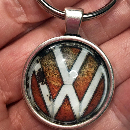 Volkswagen VW Vintage Distressed Emblem Badge Logo 1.2" Diameter Keychain