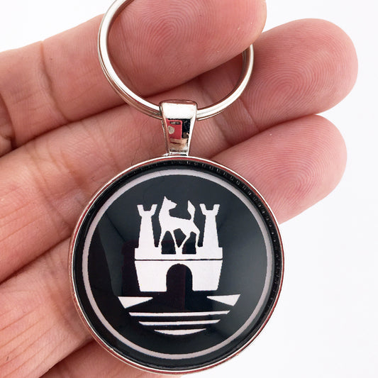 Wolfsburg Horn Button Volkswagen Beetle Chrome VW Emblem 1.2" Diameter Keychain