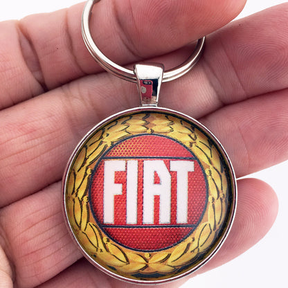 Vintage 1965-1968 FIAT Laurel Leaf Badge Emblem 1.2" Diameter Keychain