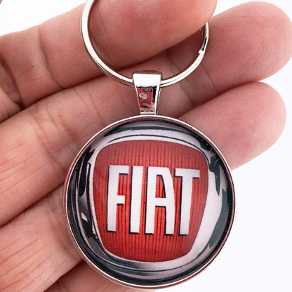 Vintage FIAT Chrome Horn Cap Badge Emblem 1.2" Diameter Keychain