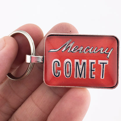 Vintage Mercury Comet Chrome Emblem Badge Logo 1" x 1.25" Diameter Keychain