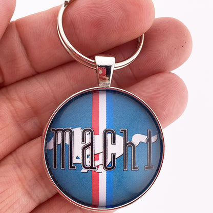 Vintage Ford Mustang Mach 1 Tri Bar Chrome Emblem Logo Decal 1.2 Diameter Keychain