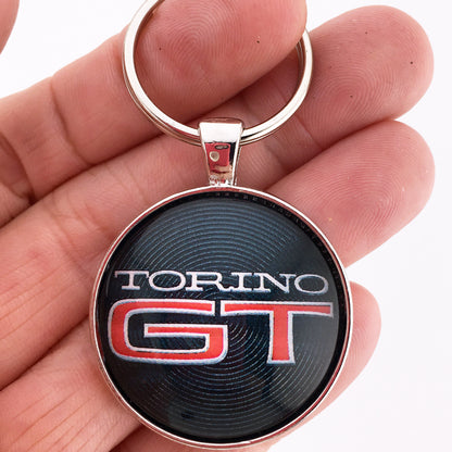 Vintage Ford Torino GT Emblem Badge Logo 1.2" Diameter Keychain