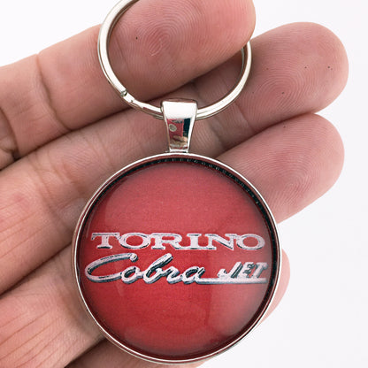 Vintage Ford Torino Cobra Jet Emblem Badge Logo 1.2" Diameter Keychain