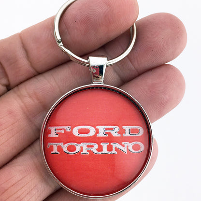 Vintage Ford Torino Emblem Badge Logo 1.2" Diameter Keychain