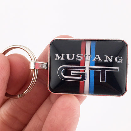 Vintage Mustang GT Chrome Trunk Fender Emblem Badge 1" x 1.25" Diameter Keychain