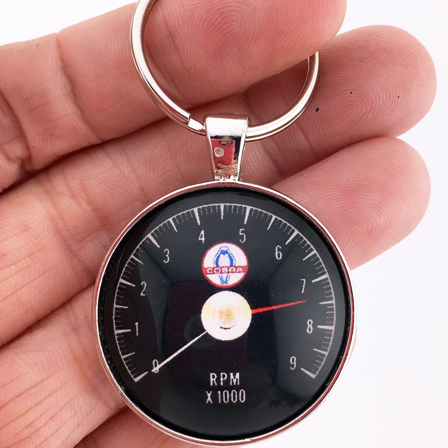 Ford Mustang Shelby Cobra 9K RPM Tachometer 1.2" Keychain