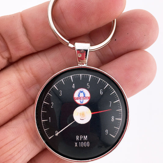 Ford Mustang Shelby Cobra 9K RPM Tachometer 1.2" Keychain