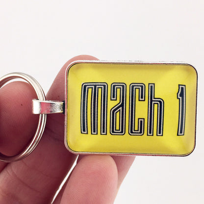 Ford Mustang Yellow Mach 1 Fender Emblem Decal 1 x 1.25 Keychain