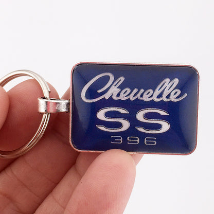 Vintage Chevelle SS 396 Chrome Badge Emblem Dark Blue 1.2" Diameter Keychain