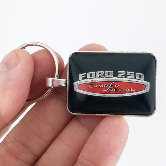 Vintage Ford F250 Camper Special Truck Fender Emblem 1" x 1.25" Diameter Keychain