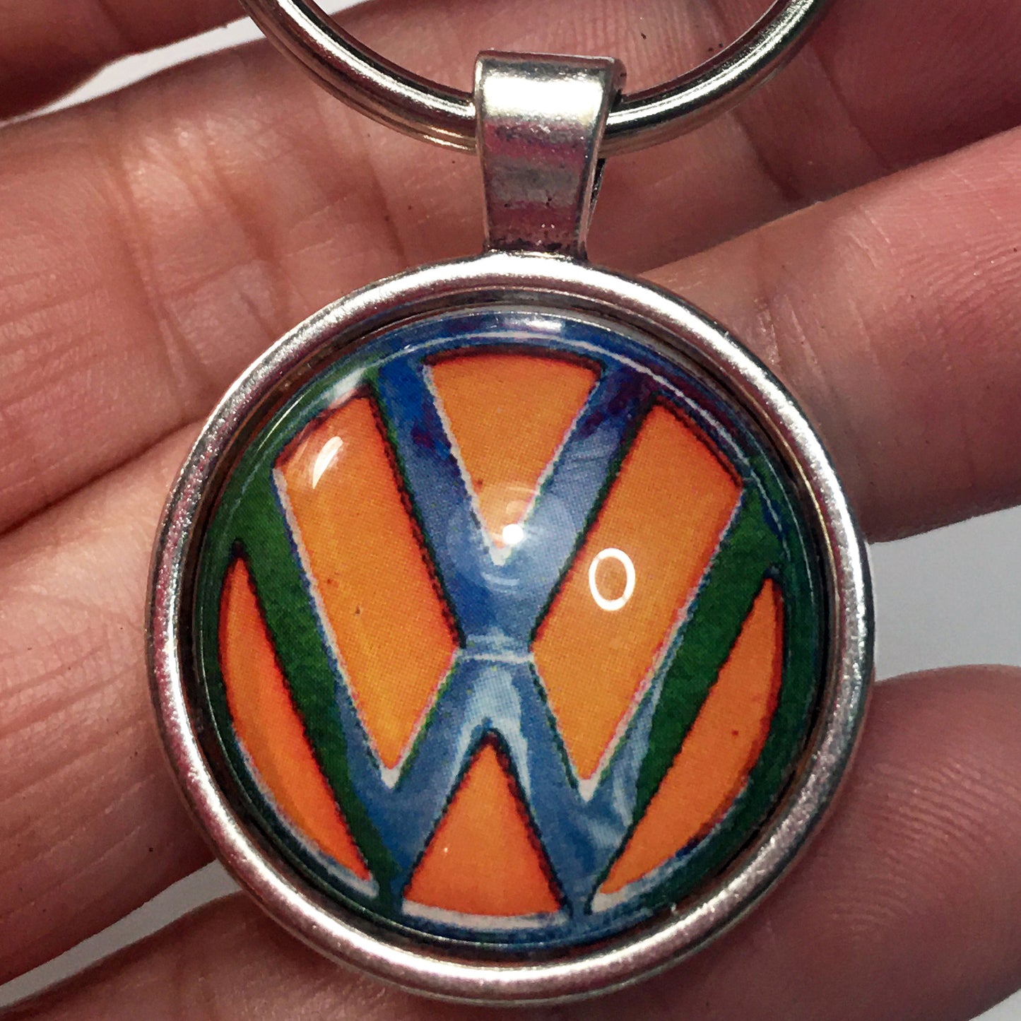 Volkswagen VW Vintage Orange Emblem Badge Logo 1.2" Diameter Keychain