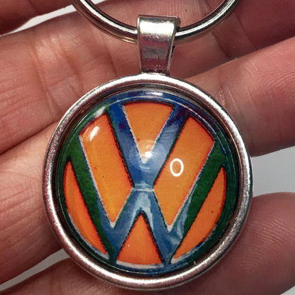 Volkswagen VW Vintage Orange Emblem Badge Logo 1.2" Diameter Keychain