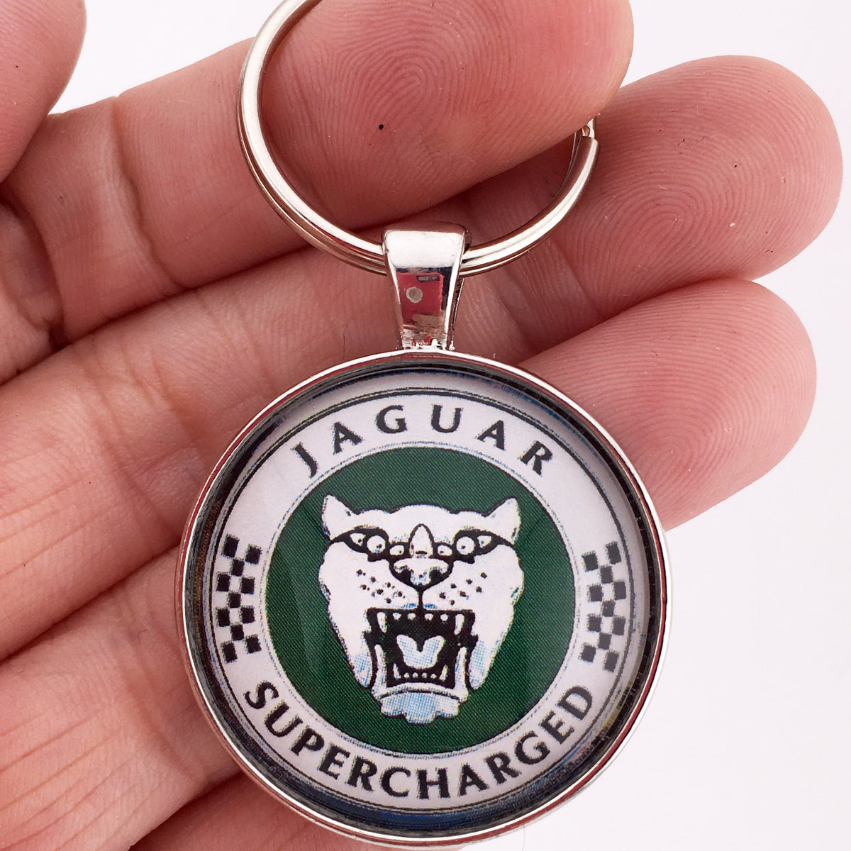 Supercharged Jaguar XKR XK8 Hood Bonnet Emblem Badge 1.2" Diameter Keychain