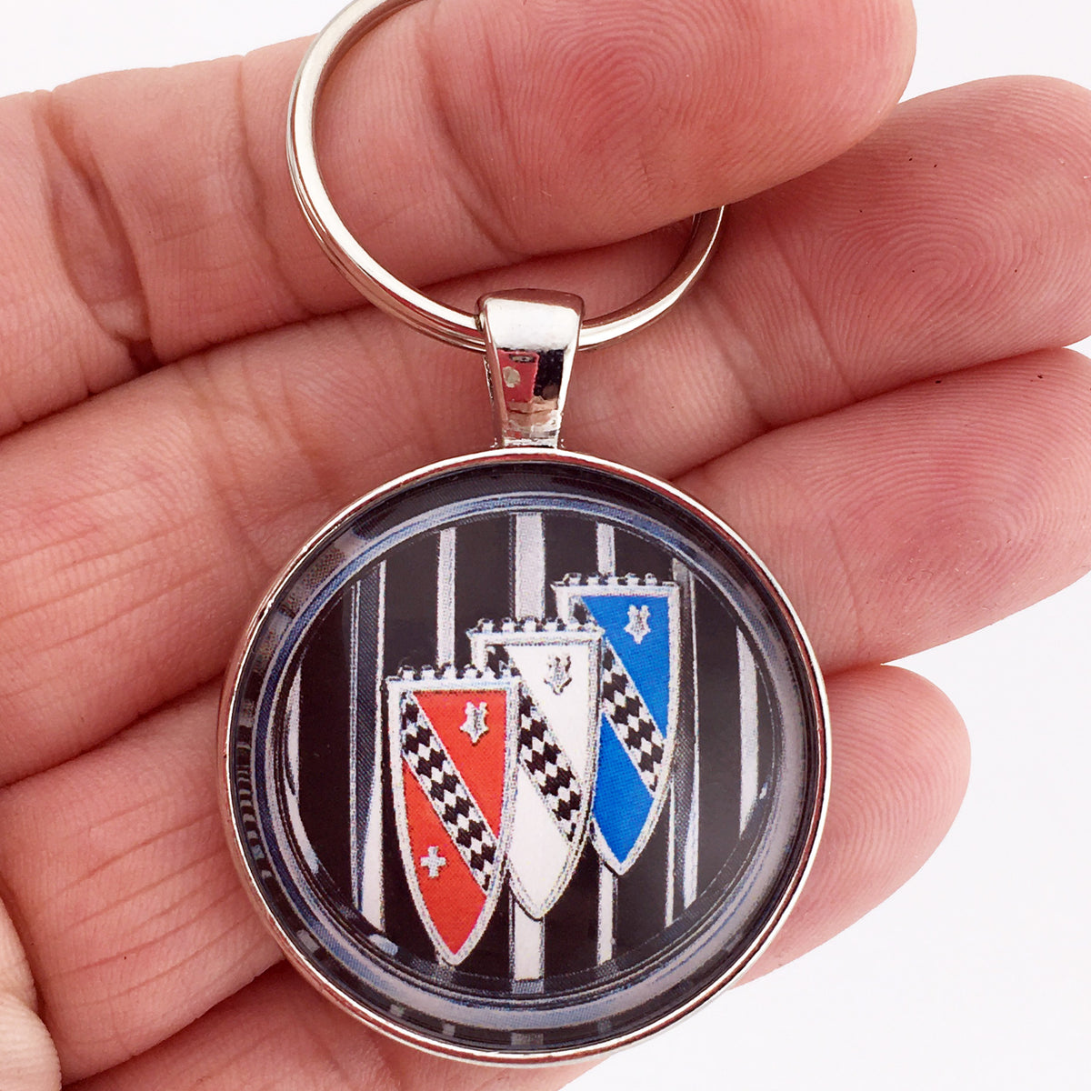 Vintage Buick Tri Crest Emblem Grille Badge 1.2" Keychain