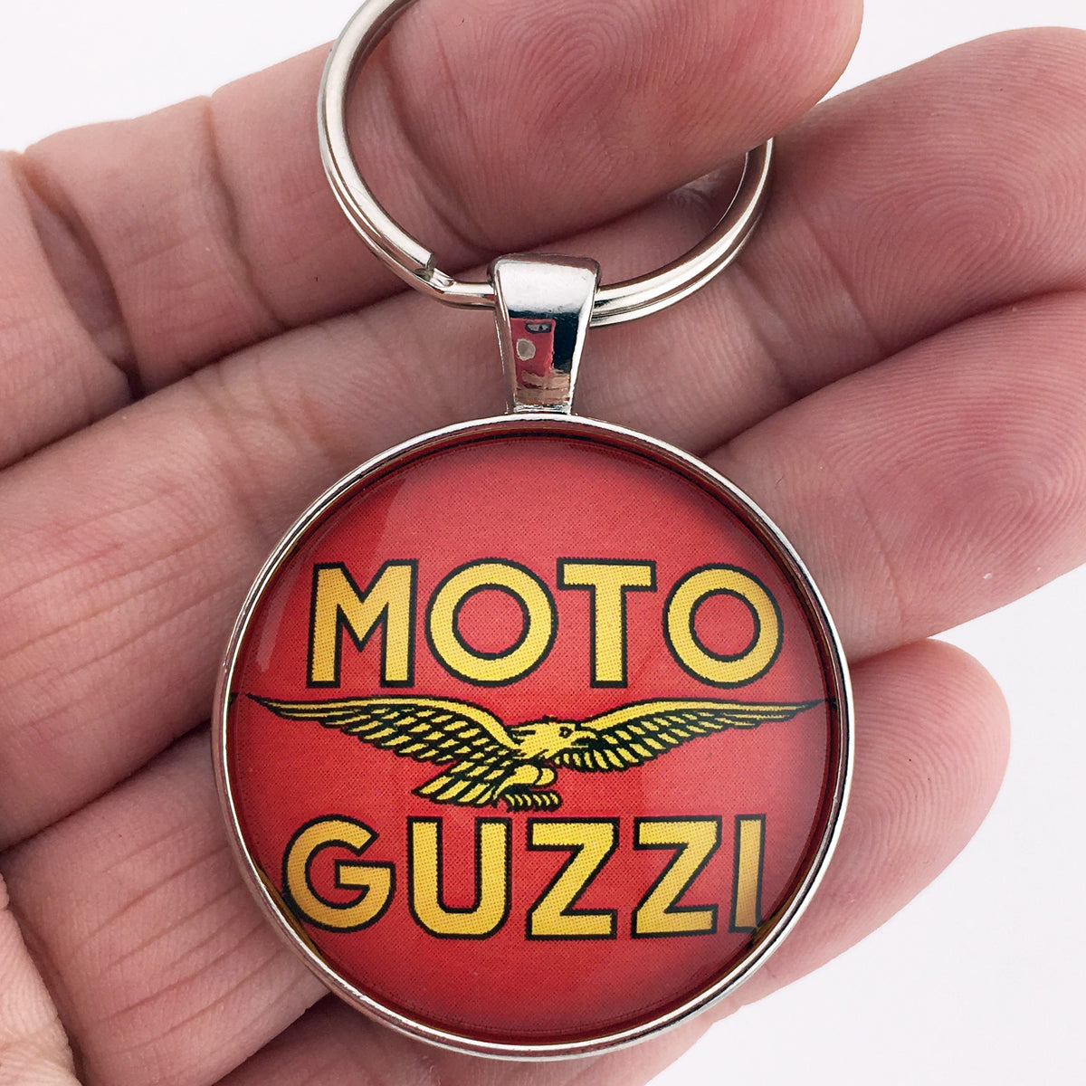 Vintage Moto Guzzi Emblem Badge Tank Logo Decal 1.2" Diameter Keychain