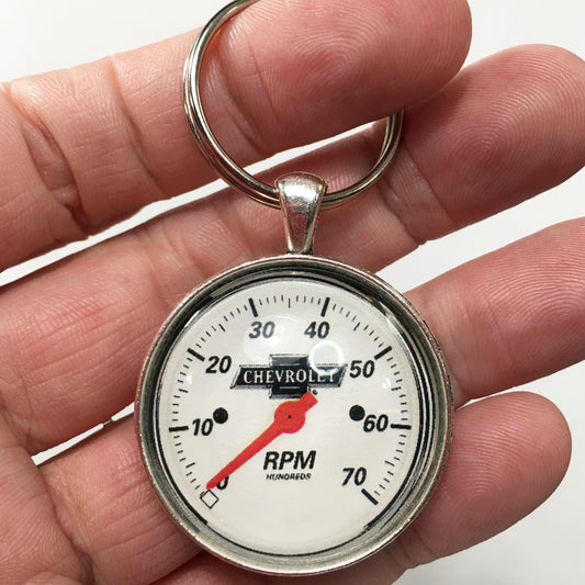 Vintage Chevrolet Truck 70K RPM Tachometer Gauge 1.2" Diameter Keychain