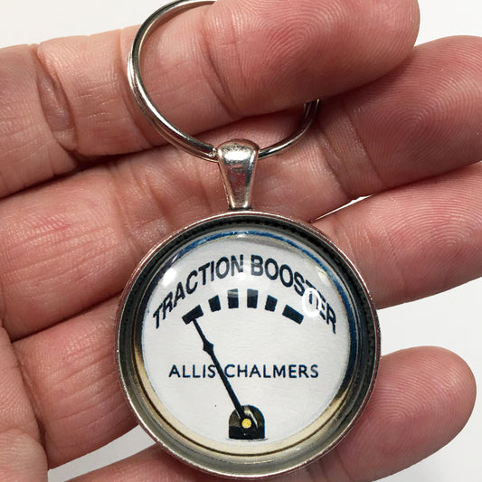 Vintage Allis Chalmers Traction Booster Gauge 1.2" Diameter Keychain