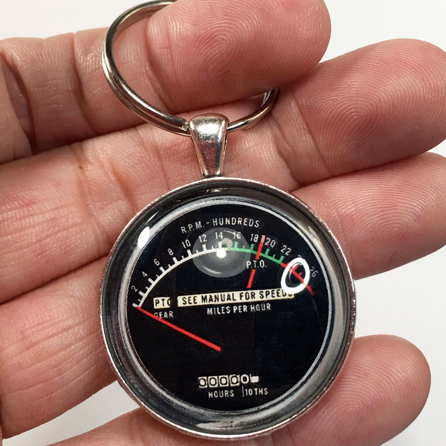 Vintage John Deere RPM Tachometer Gauge 1.2" Diameter Keychain