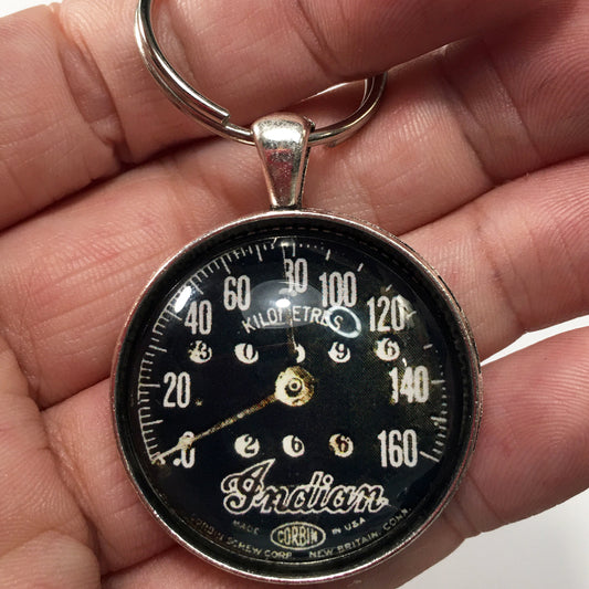 Vintage Indian Motorcycle Corbin 160 MPH Speedometer 1.2" Diameter Keychain