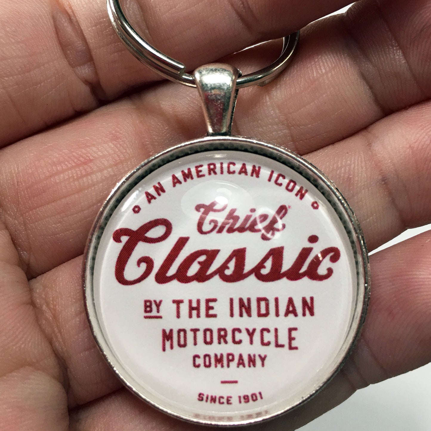 Vintage Indian Chief Classic Motorcycle Sign 1.2" Diameter Keychain