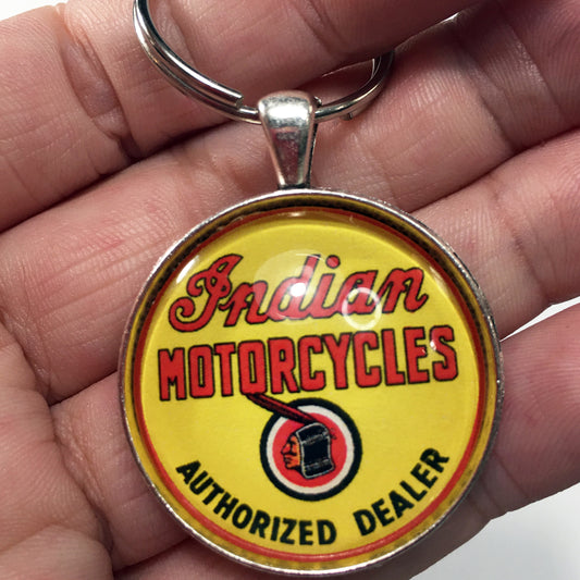 Vintage Indian Motorcycle Authorised Dealer Sign 1.2" Diameter Keychain
