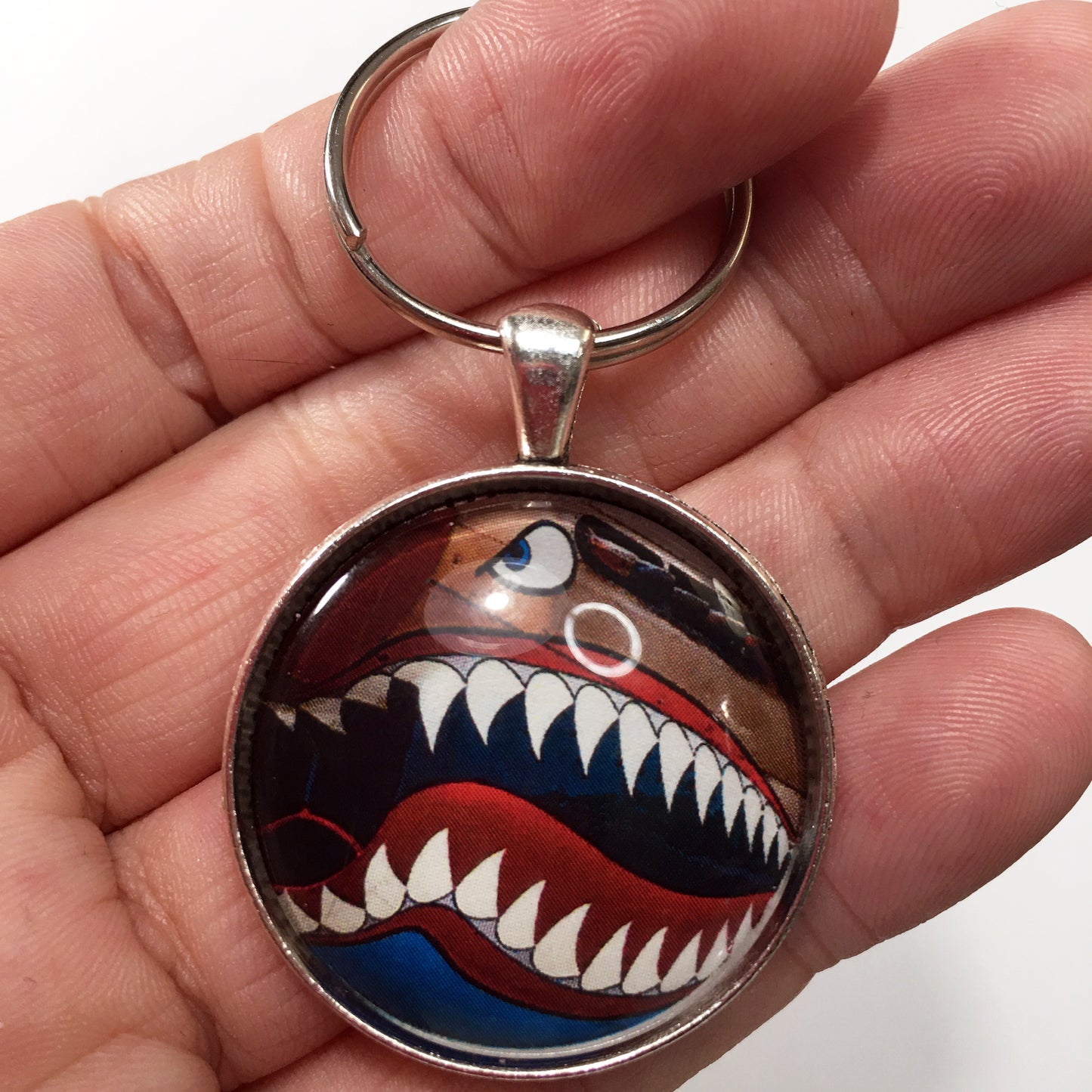 Curtiss P-40 Warhawk WW II Flying Tiger Aviation Nose Art 1.2" Diameter Keychain