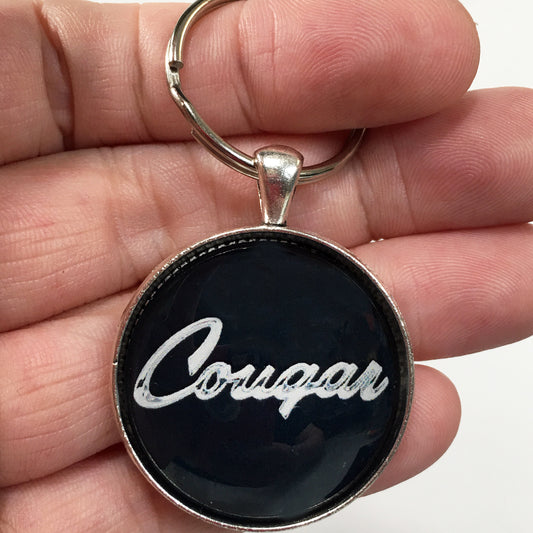 Vintage Mercury Cougar Script Emblem Badge Logo 1.2" Diameter Keychain